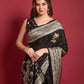 Casual Silk Black Foil Print Saree