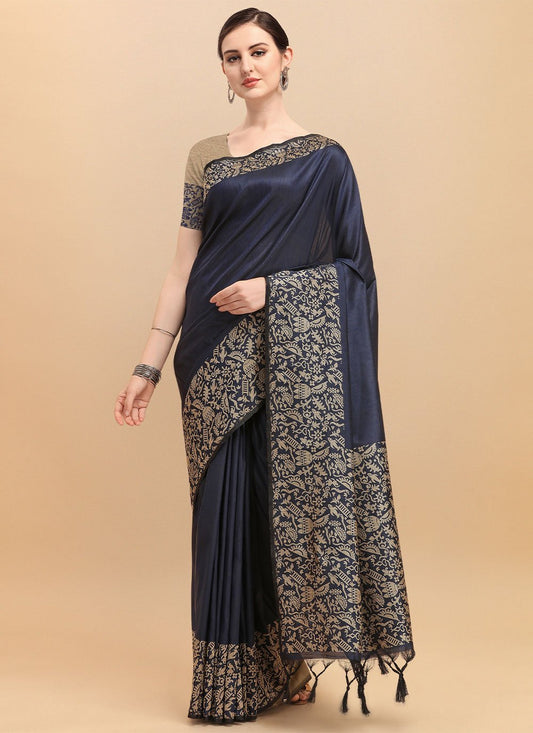 Trendy Saree Banglori Silk Raw Silk Black Woven Saree