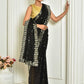 Designer Georgette Black Embroidered Saree
