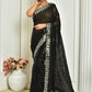 Designer Georgette Black Embroidered Saree