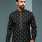 Dhoti Kurta Handloom Cotton Black Digital Print Mens