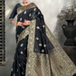 Trendy Saree Art Silk Kanjivaram Silk Black Weaving Saree