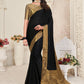 Contemporary Chinon Silk Black Patch Border Saree