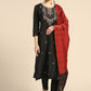 Salwar Suit Chinon Black Embroidered Salwar Kameez