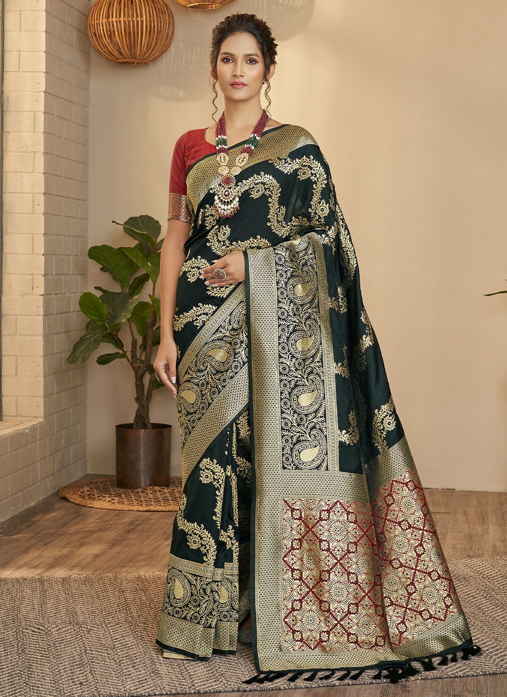 Classic Silk Black Weaving Saree