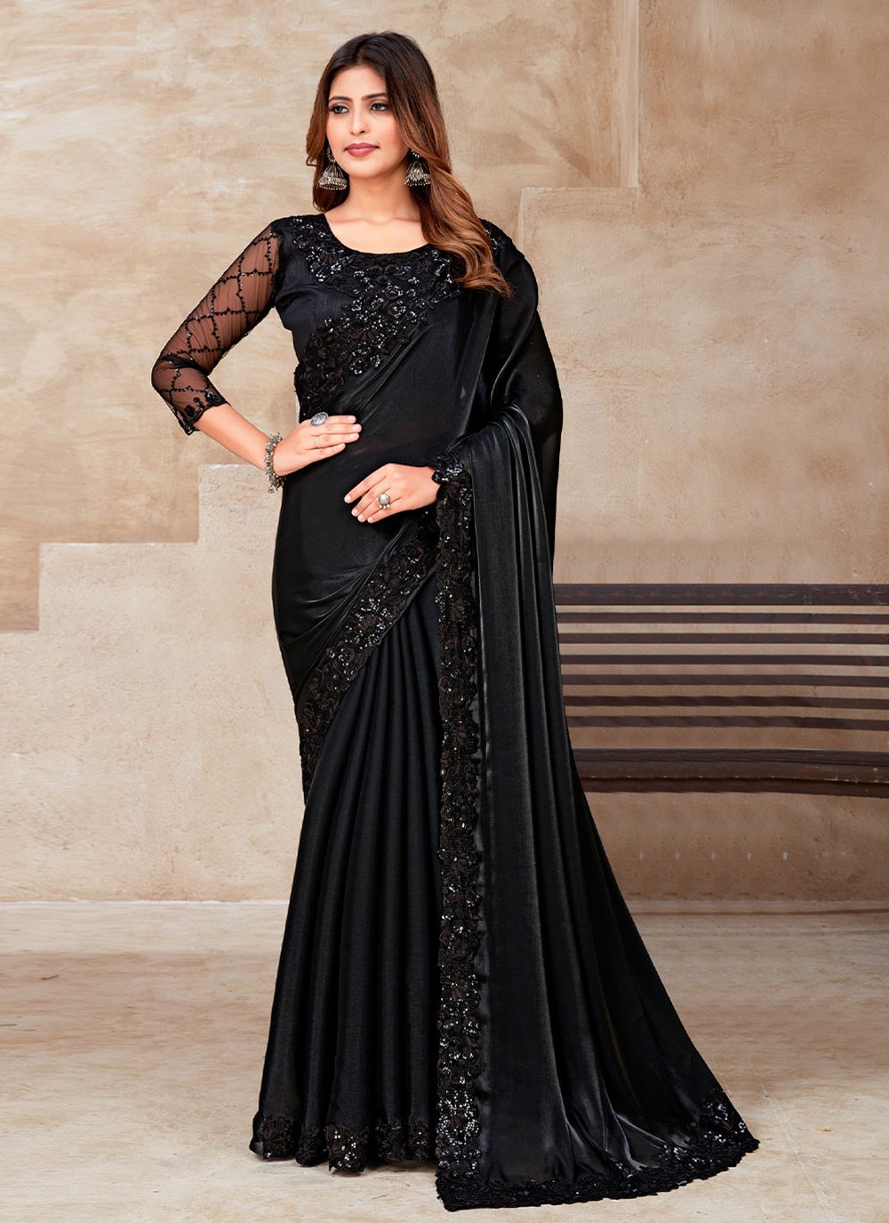 Classic Silk Black Patch Border Saree