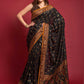 Casual Silk Black Foil Print Saree