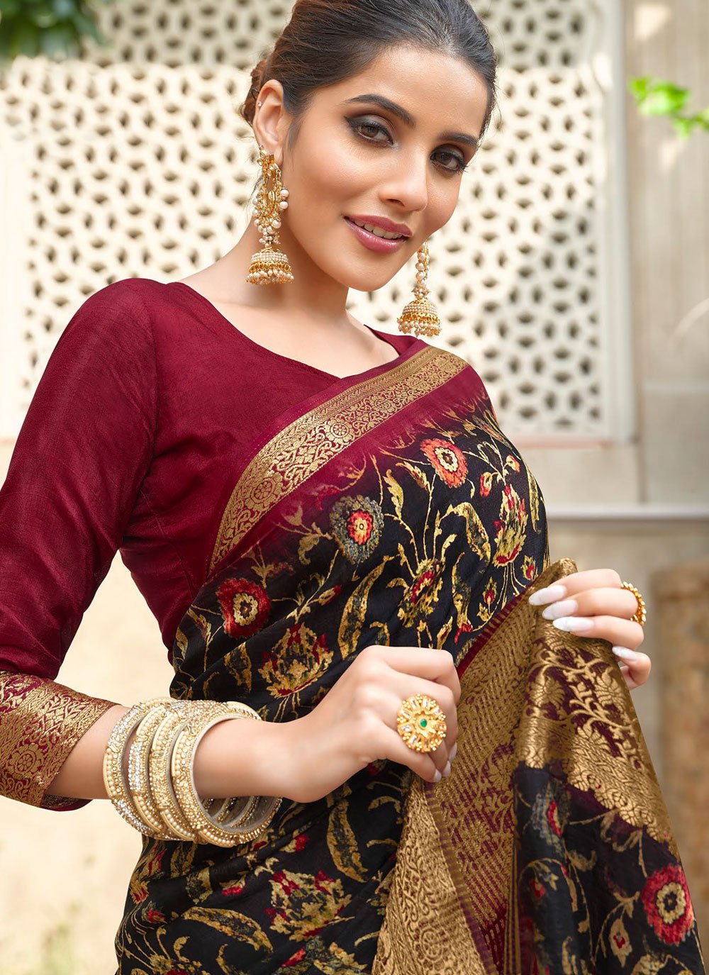 Classic Silk Viscose Black Weaving Saree