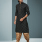 Dhoti Kurta Handloom Cotton Black Digital Print Mens