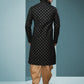 Dhoti Kurta Handloom Cotton Black Digital Print Mens