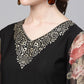 Floor Length Kurti Crepe Silk Black Foil Print Kurtis