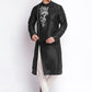 Kurta Pyjama Art Dupion Silk Black Embroidered Mens