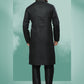 Kurta Pyjama Handloom Cotton Black Embroidered Mens