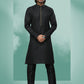 Kurta Pyjama Handloom Cotton Black Embroidered Mens