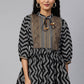 Party Wear Kurti Faux Crepe Black Print Kurtis