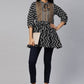 Party Wear Kurti Faux Crepe Black Print Kurtis