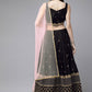 Lehenga Choli Satin Black Embroidered Lehenga Choli