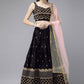 Lehenga Choli Satin Black Embroidered Lehenga Choli