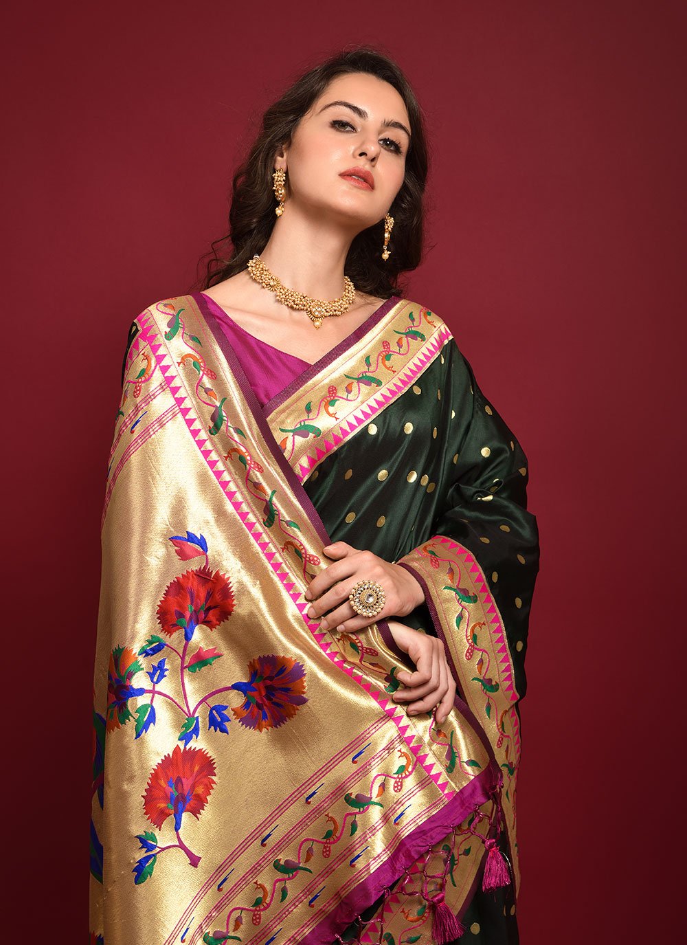 Contemporary Silk Black Woven Saree