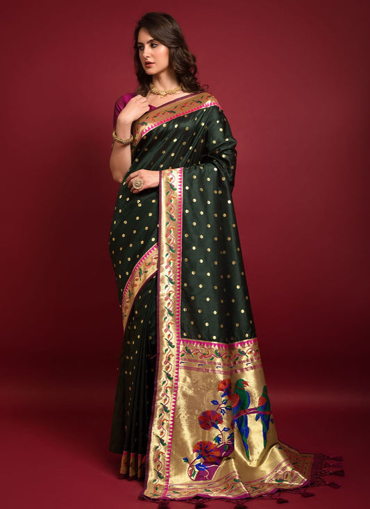 Contemporary Silk Black Woven Saree