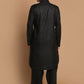 Kurta Pyjama Cotton Black Plain Mens