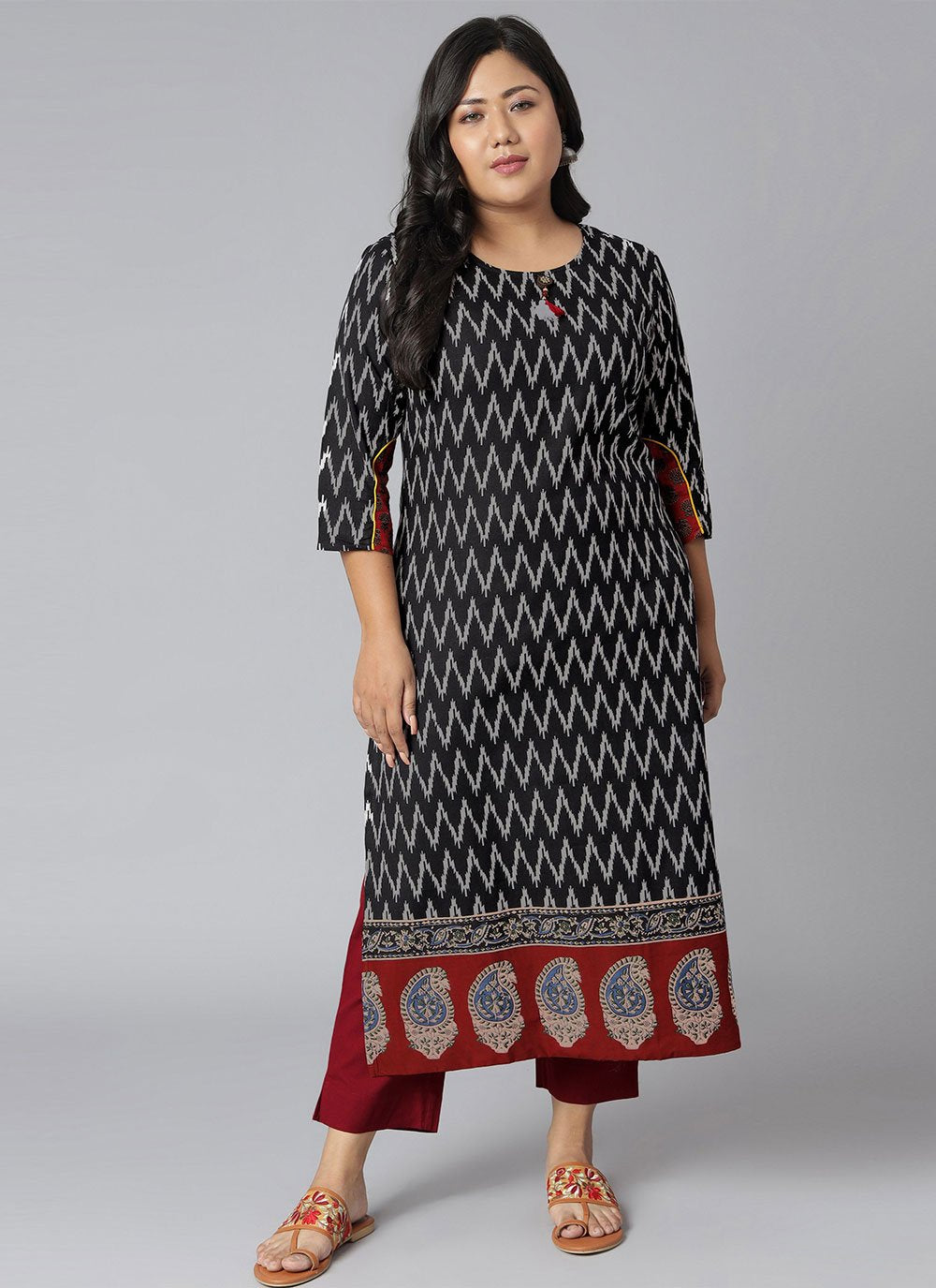 Party Wear Kurti Cotton Black Print Kurtis