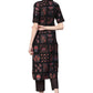 Designer Kurti Crepe Silk Black Aari Work Kurtis