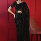 Designer Georgette Black Embroidered Saree