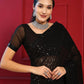 Designer Georgette Black Embroidered Saree