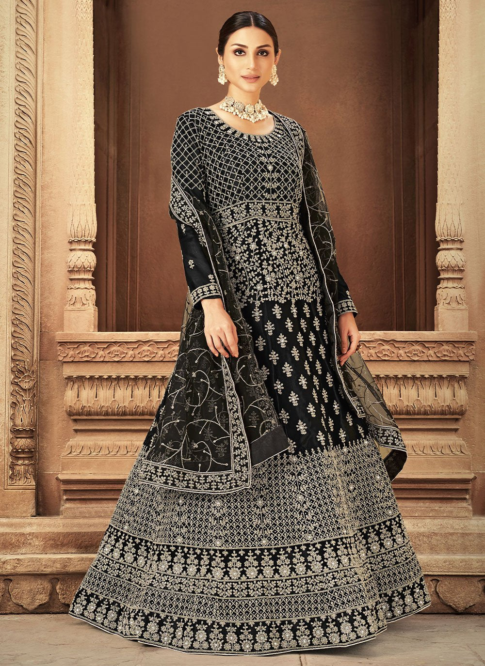 Salwar Suit Net Black Diamond Salwar Kameez