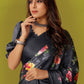 Contemporary Satin Black Digital Print Saree