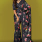 Contemporary Satin Black Digital Print Saree