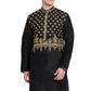 Kurta Art Dupion Silk Black Embroidered Mens