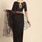 Contemporary Net Black Embroidered Saree