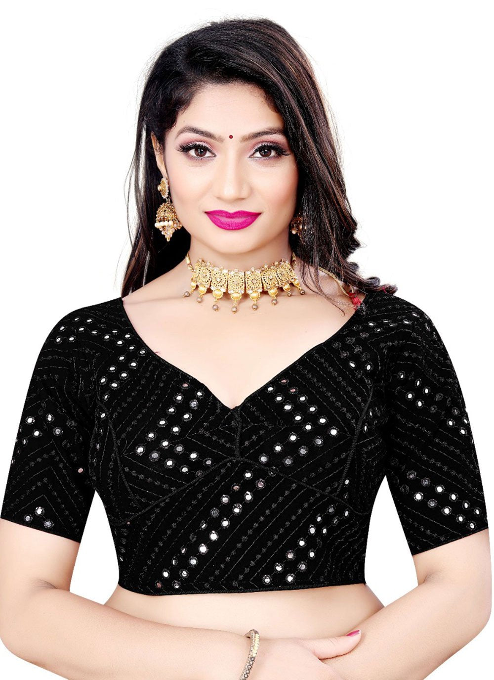 Designer Blouse Georgette Black Embroidered Blouse