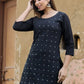 Designer Kurti Cotton Black Embroidered Kurtis