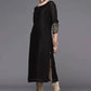 Designer Kurti Silk Black Embroidered Kurtis