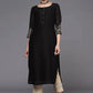 Designer Kurti Silk Black Embroidered Kurtis