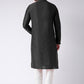 Kurta Pyjama Art Dupion Silk Black Embroidered Mens