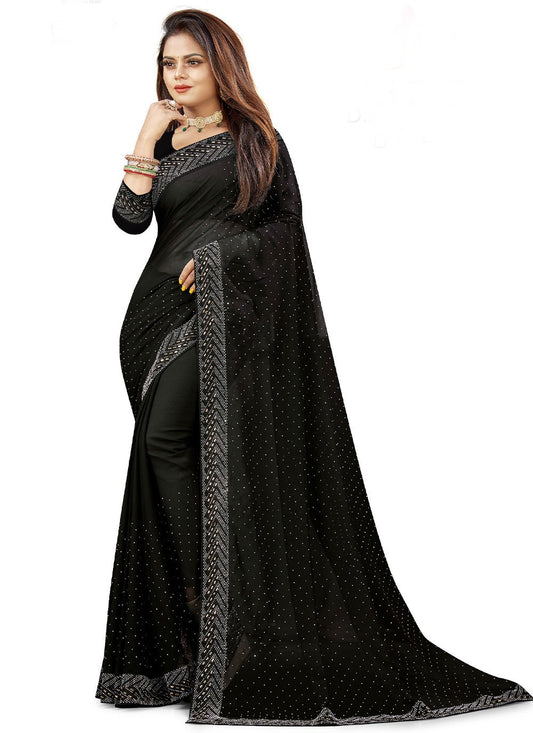 Traditional Saree Georgette Black Embroidered Saree