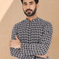 Kurta Pyjama Cotton Silk Black Embroidered Mens