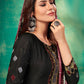 Salwar Suit Muslin Black Embroidered Salwar Kameez