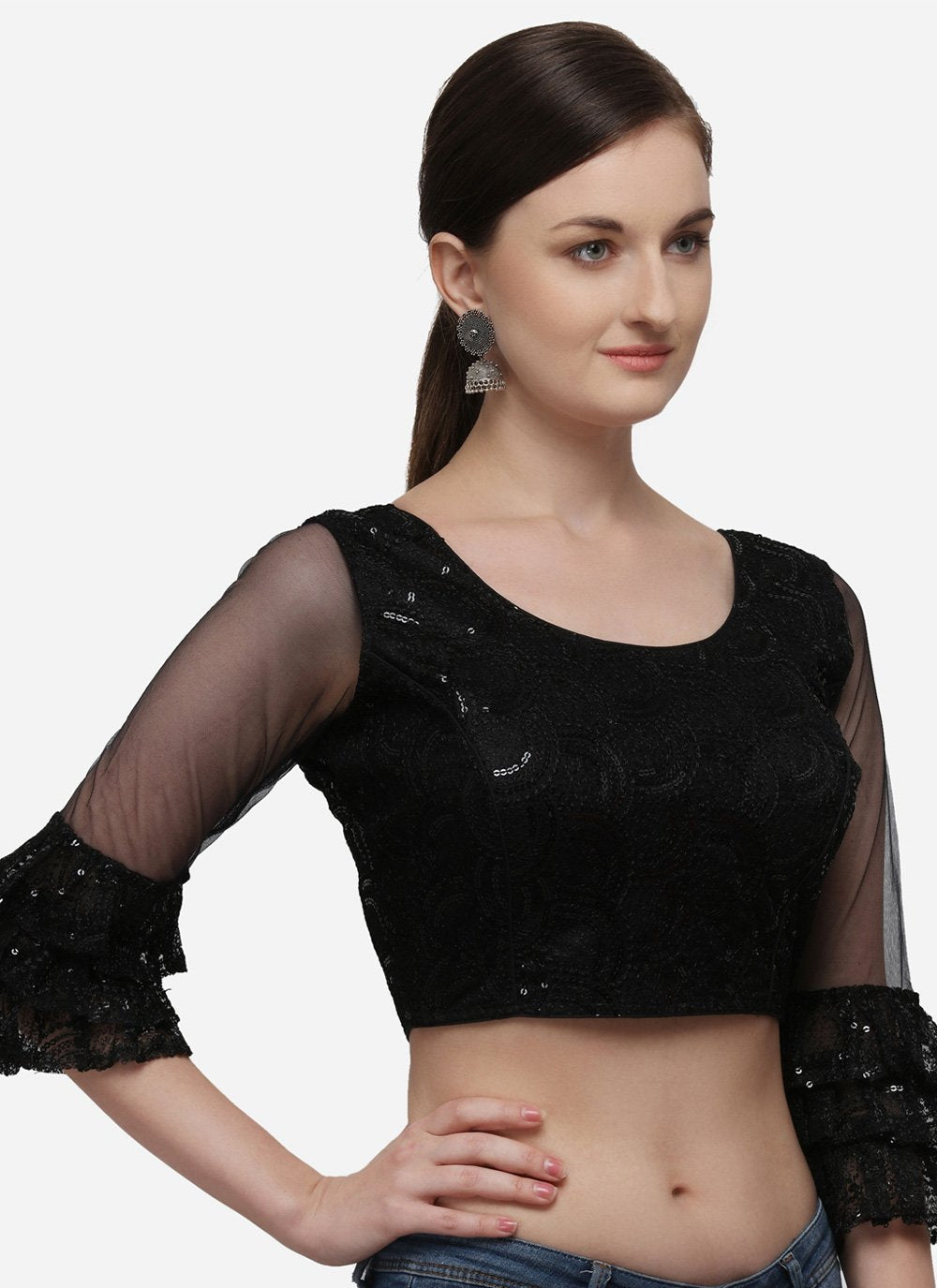 Blouse Net Black Embroidered Blouse
