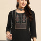 Party Wear Kurti Poly Rayon Black Embroidered Kurtis