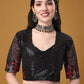 A Line Lehenga Satin Silk Black Embroidered Lehenga Choli