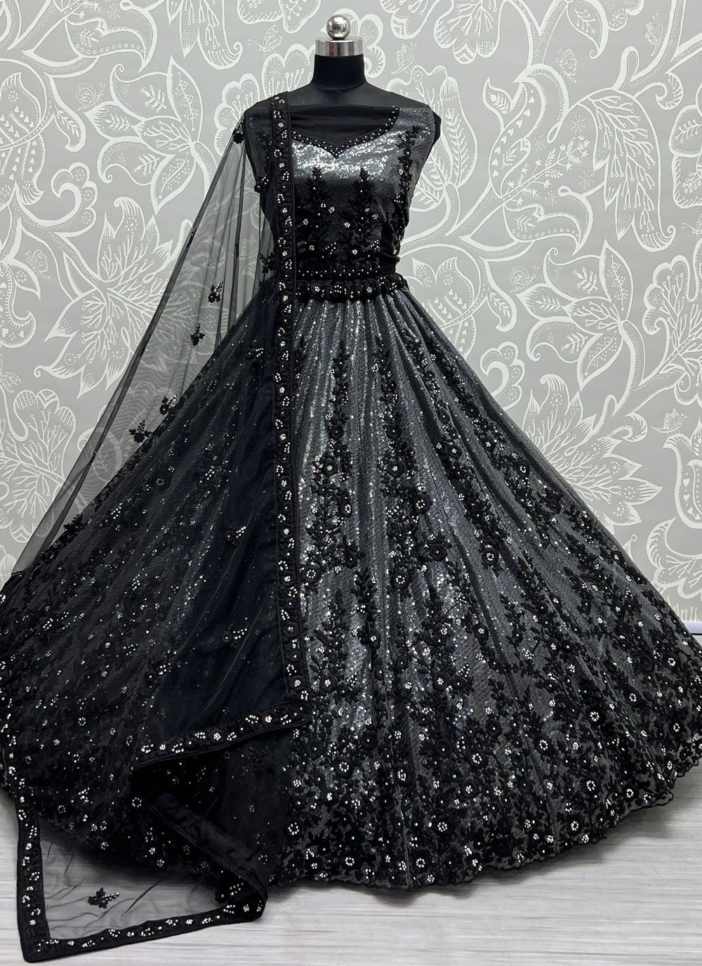 Lehenga Choli Net Black Diamond Lehenga Choli