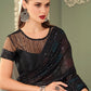 Classic Georgette Black Embroidered Saree