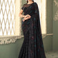 Classic Georgette Black Embroidered Saree