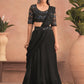 Lehenga Style Saree Net Black Embroidered Saree