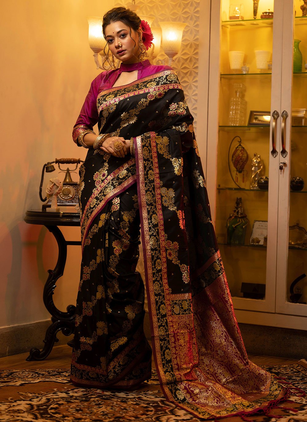 Classic Banarasi Silk Black Weaving Saree